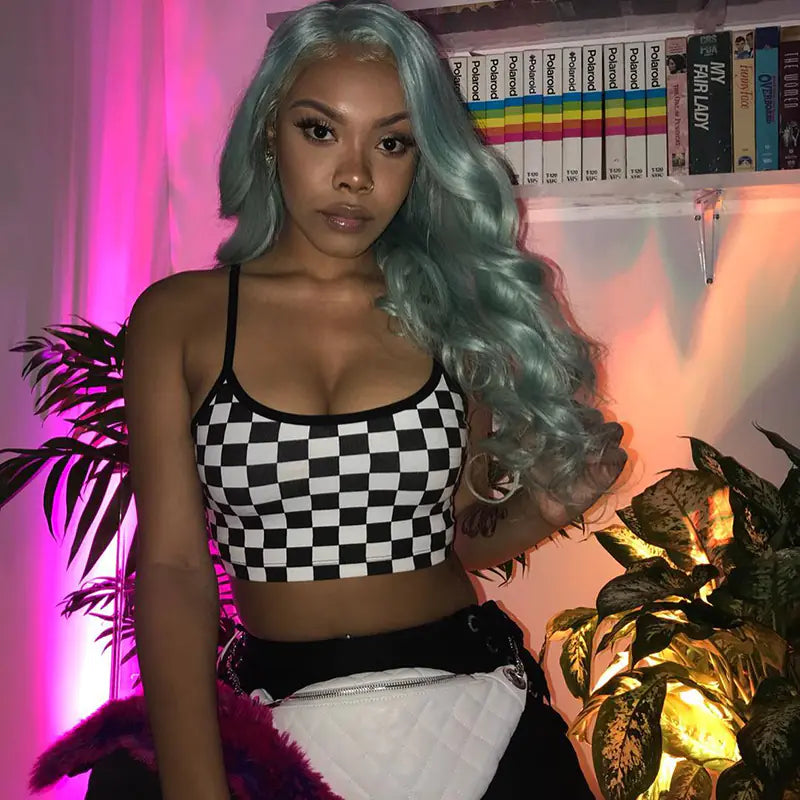 Plaid Crop Top, Checkered Vest, Spaghetti Strap Top