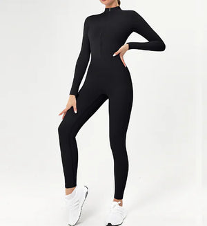 Long Sleeve V-Neck Skinny Jumpsuit