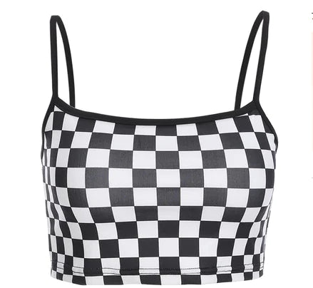 Plaid Crop Top, Checkered Vest, Spaghetti Strap Top